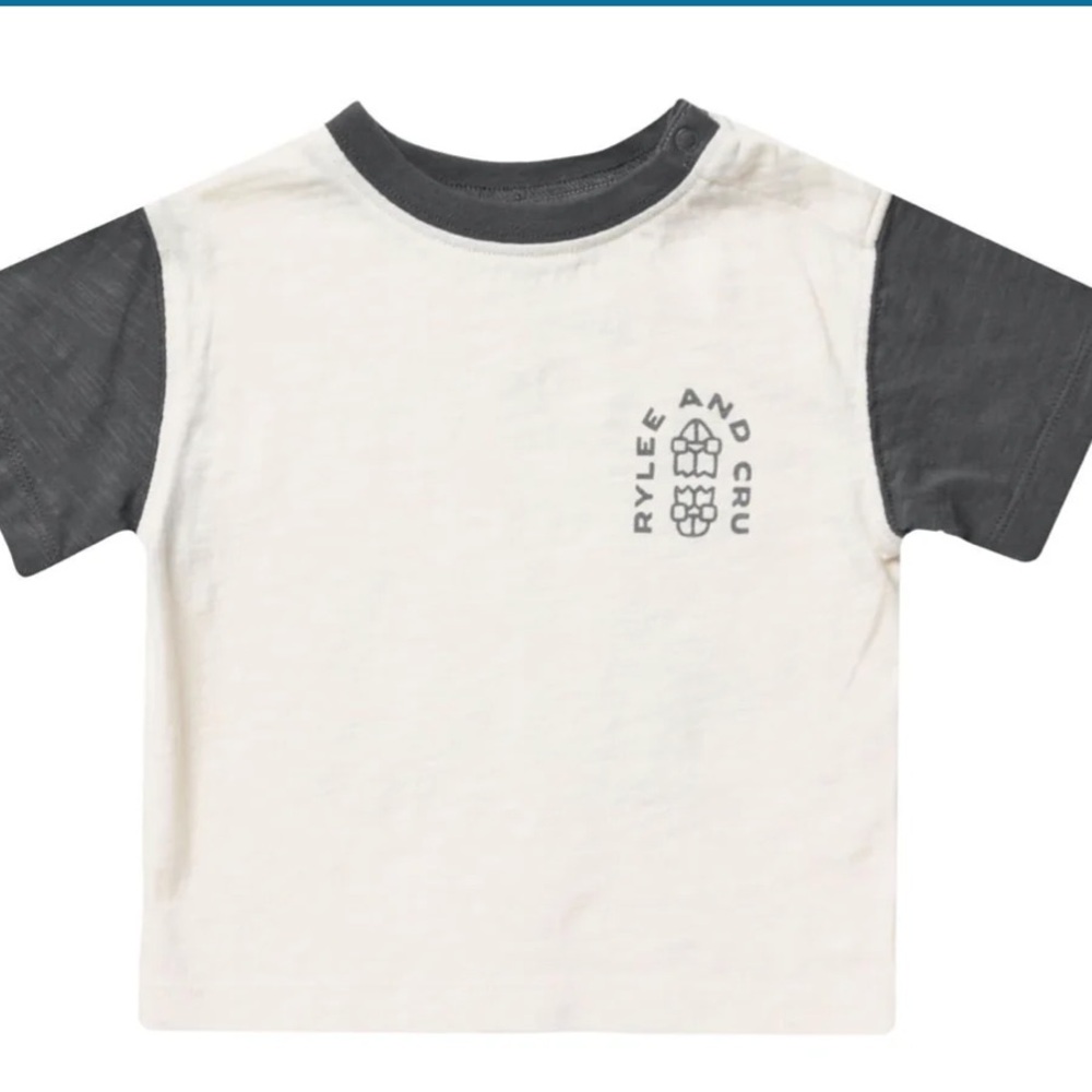 Rylee and Cru t-shirt 12-18M excellent used condition no flaws white&steel blue